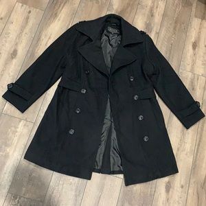 Black wool long overcoat - Lg.